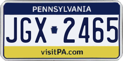 PA license plate JGX2465