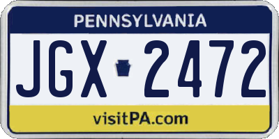 PA license plate JGX2472
