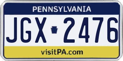 PA license plate JGX2476