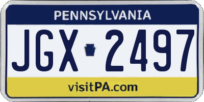 PA license plate JGX2497