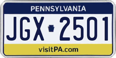 PA license plate JGX2501