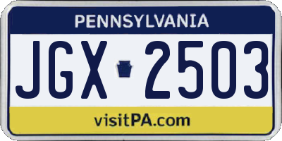 PA license plate JGX2503