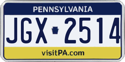 PA license plate JGX2514