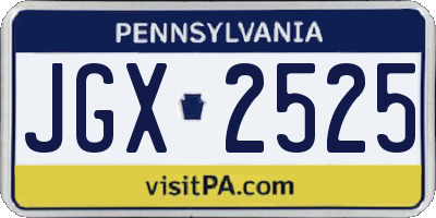 PA license plate JGX2525