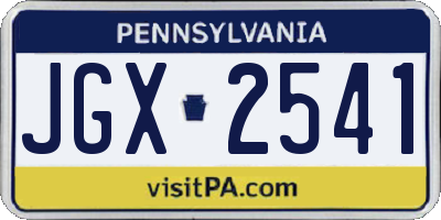 PA license plate JGX2541