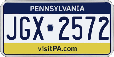PA license plate JGX2572