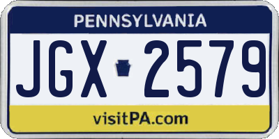 PA license plate JGX2579