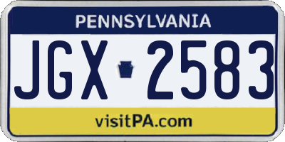 PA license plate JGX2583