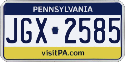 PA license plate JGX2585