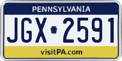 PA license plate JGX2591