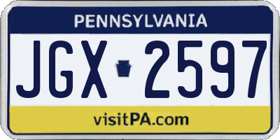 PA license plate JGX2597