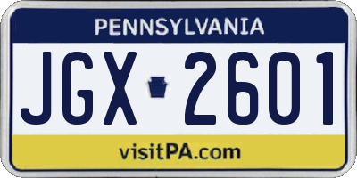 PA license plate JGX2601