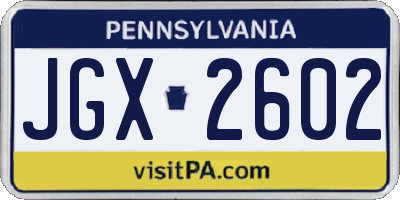 PA license plate JGX2602