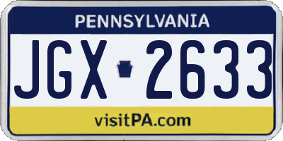 PA license plate JGX2633