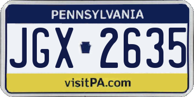 PA license plate JGX2635