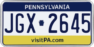 PA license plate JGX2645