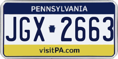 PA license plate JGX2663