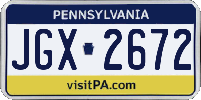 PA license plate JGX2672