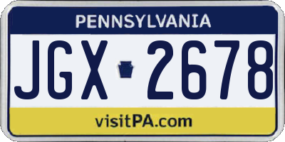 PA license plate JGX2678