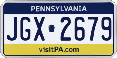 PA license plate JGX2679