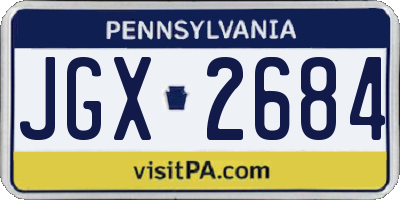 PA license plate JGX2684
