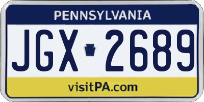 PA license plate JGX2689