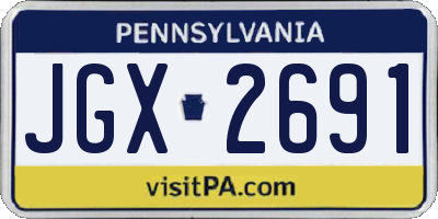 PA license plate JGX2691