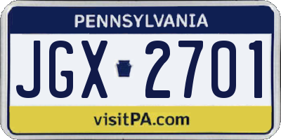 PA license plate JGX2701
