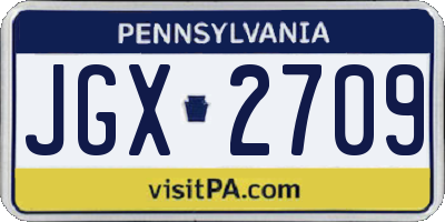 PA license plate JGX2709