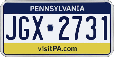 PA license plate JGX2731