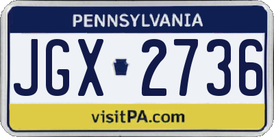 PA license plate JGX2736