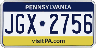 PA license plate JGX2756