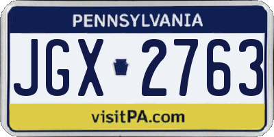 PA license plate JGX2763