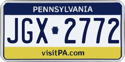 PA license plate JGX2772