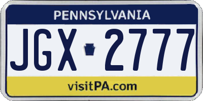 PA license plate JGX2777