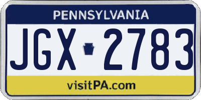 PA license plate JGX2783
