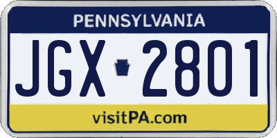 PA license plate JGX2801
