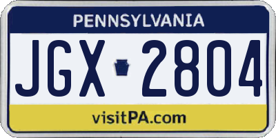 PA license plate JGX2804