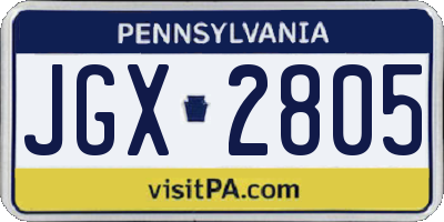 PA license plate JGX2805