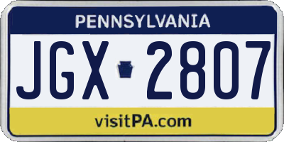 PA license plate JGX2807