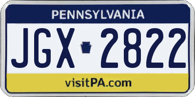 PA license plate JGX2822
