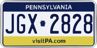 PA license plate JGX2828