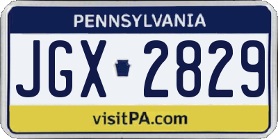 PA license plate JGX2829