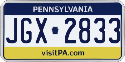 PA license plate JGX2833