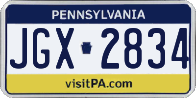 PA license plate JGX2834