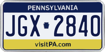 PA license plate JGX2840