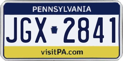 PA license plate JGX2841