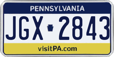 PA license plate JGX2843