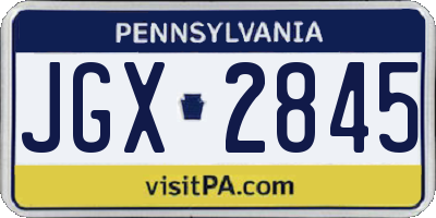 PA license plate JGX2845
