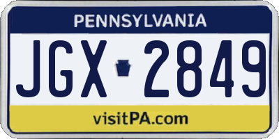 PA license plate JGX2849